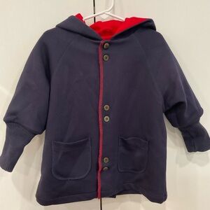 Cozy coop Navy Blue Hooded Jacket with Red Lining